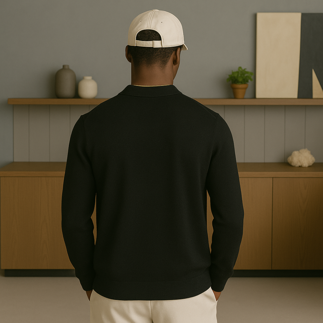 Men's Cashmere Overshirt Jacket with Button Closure and Pockets – Relaxed Fit Knitwear for Mid-Season Style