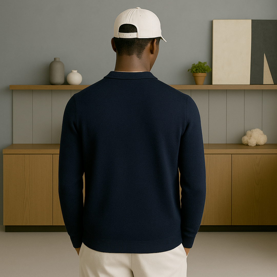 Men's Cashmere Overshirt Jacket with Button Closure and Pockets – Relaxed Fit Knitwear for Mid-Season Style