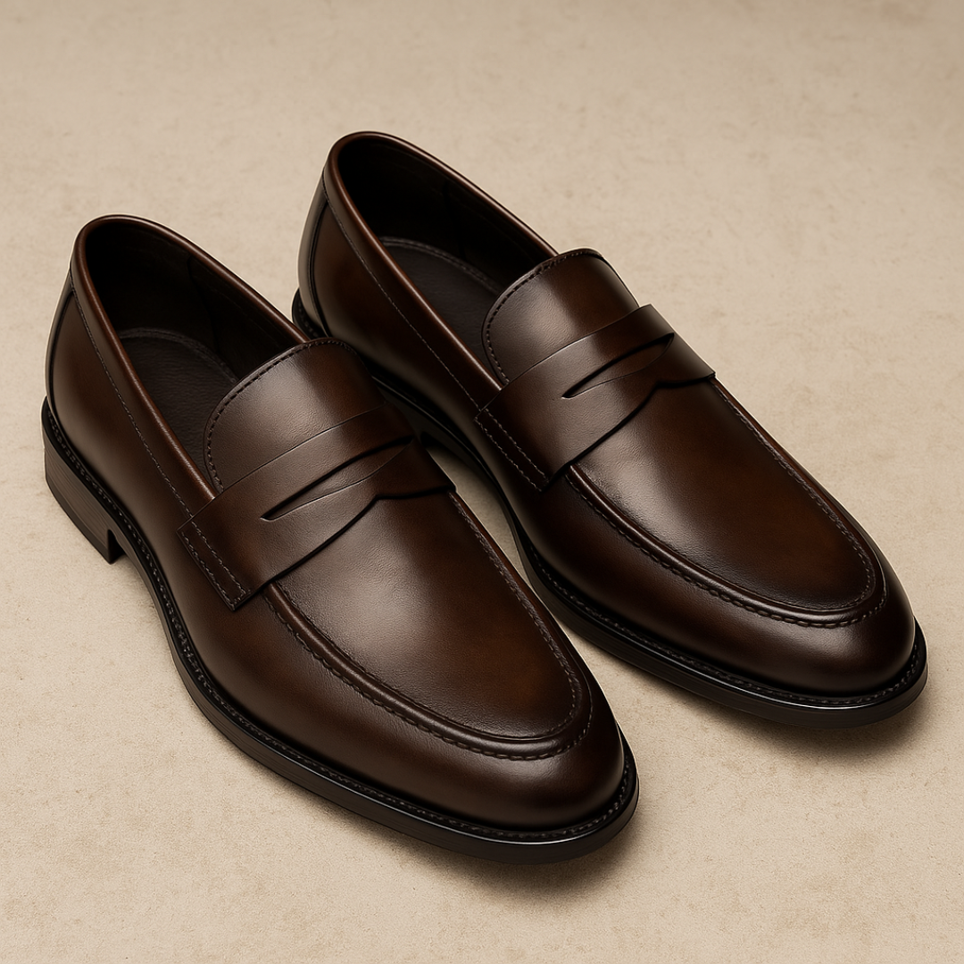 Men's Classic Penny Loafers in Premium Leather – Black and Brown Slip-On Loafer Shoes for Timeless Elegance