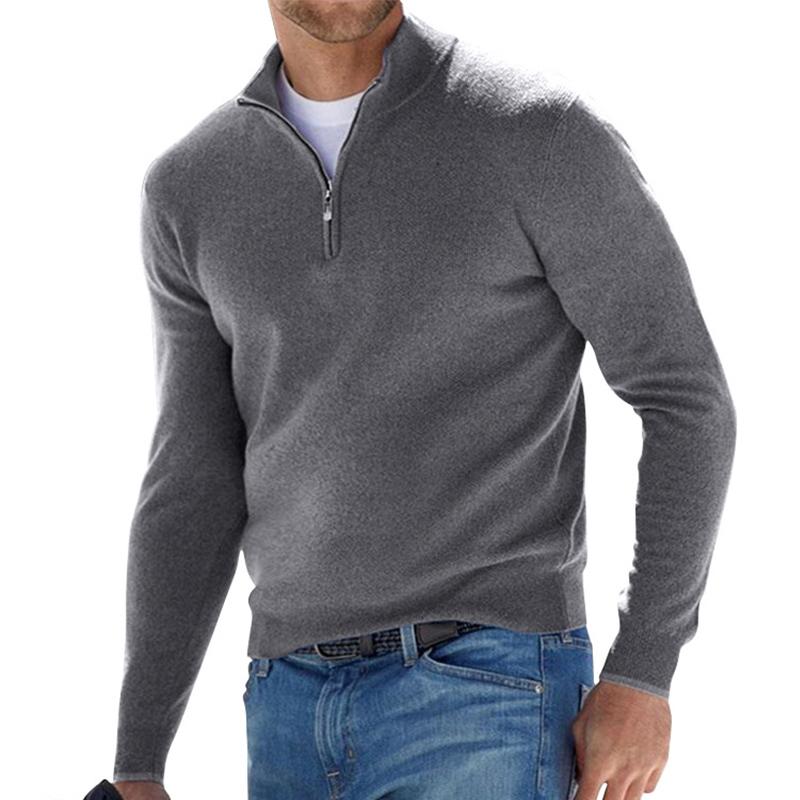 Men’s Half Zip Jumper With Ribbed Hem | Casual Fit