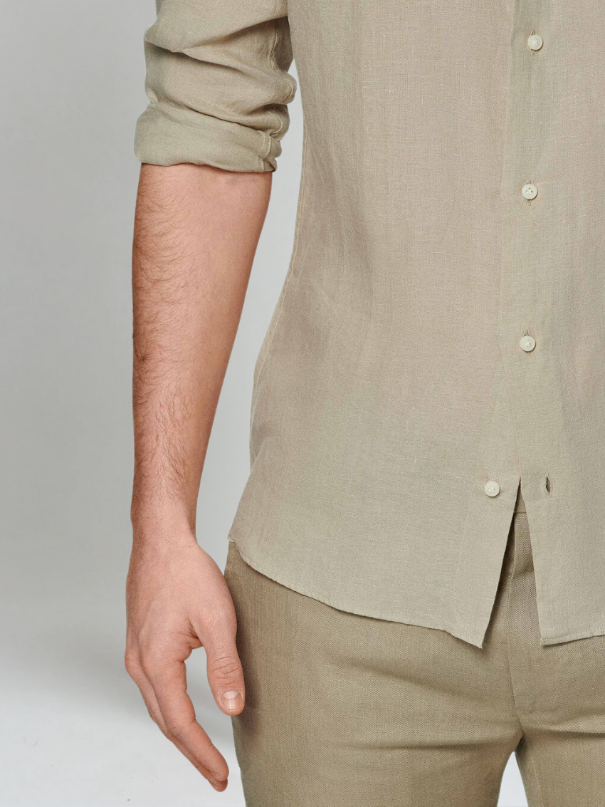 Casual Wear Khaki Linen Shirt for Men