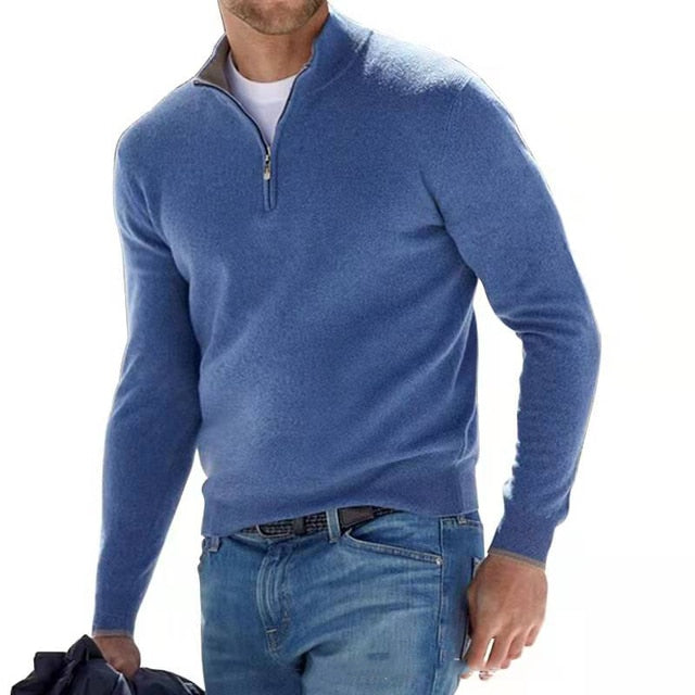 Men's Knit Jumper With Half Zip | Slim Fit