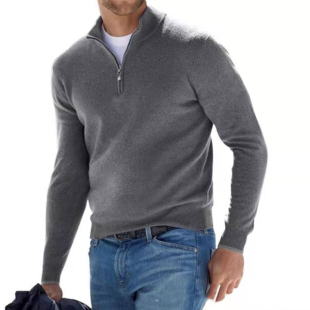 Men's Knit Jumper With Half Zip | Slim Fit