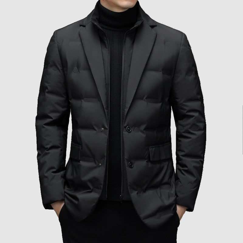 Men's Parka With Blazer Lapel Design | Puffer