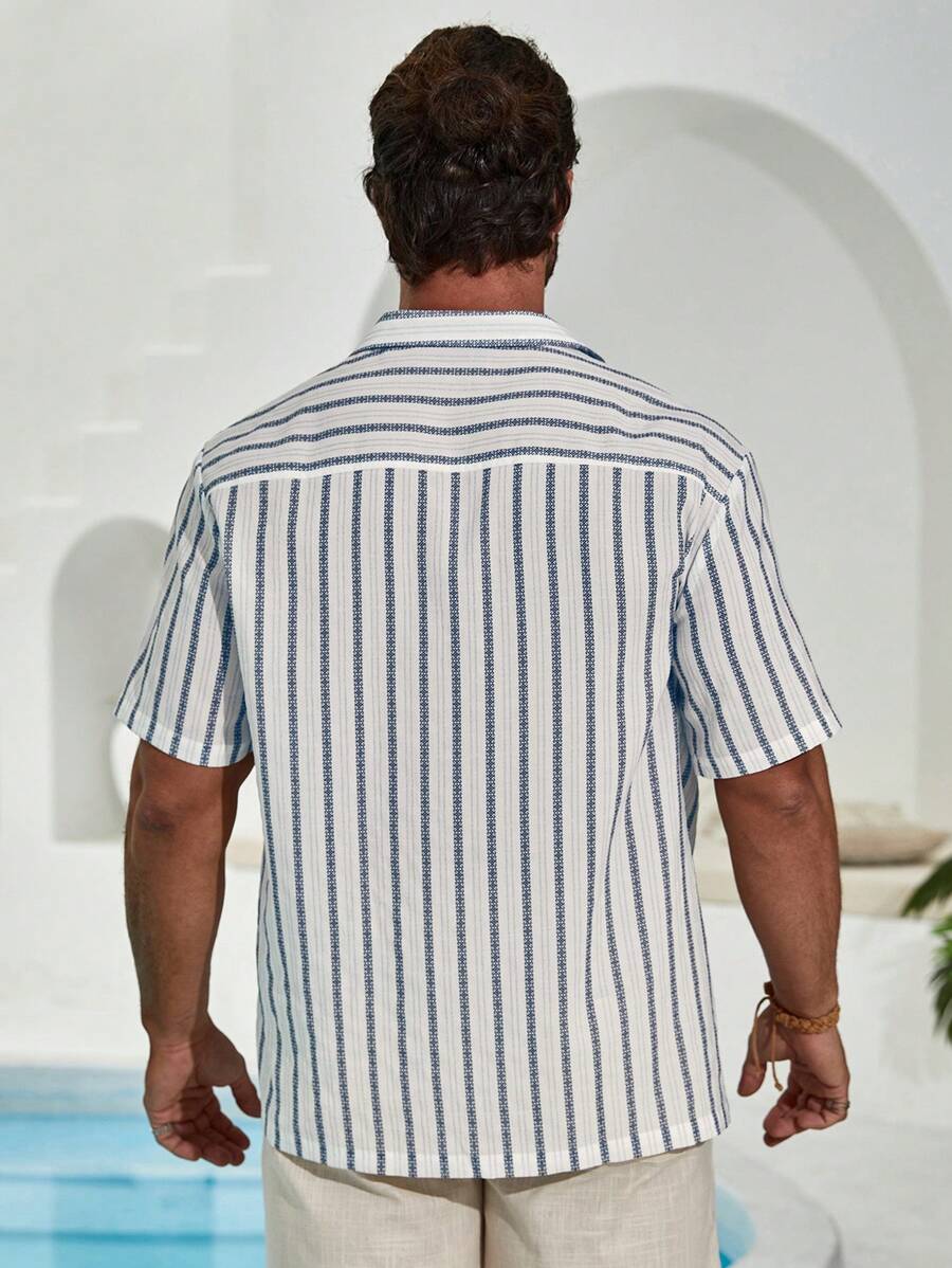 Old Money Men's Striped Short-Sleeve Shirts