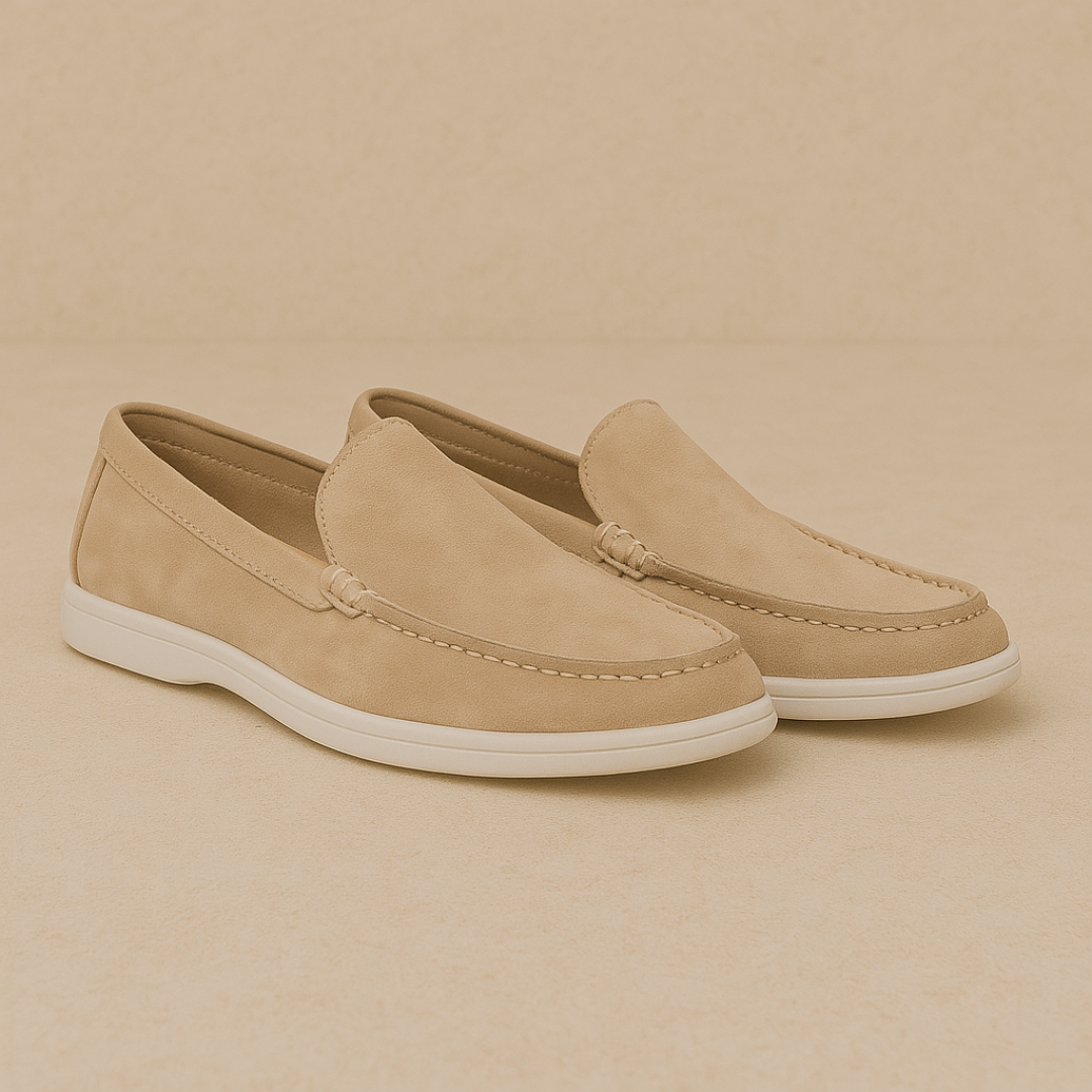 Men's Suede Loafers - Lightweight Moccasin Slip-On Shoes in Brown for Smart Casual Wear