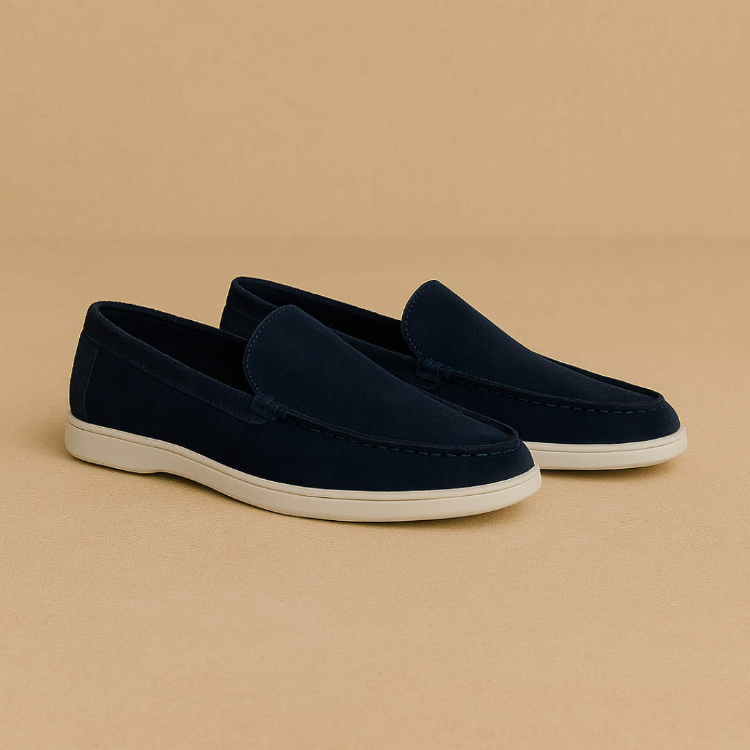 Men's Suede Loafers - Lightweight Moccasin Slip-On Shoes in Brown for Smart Casual Wear