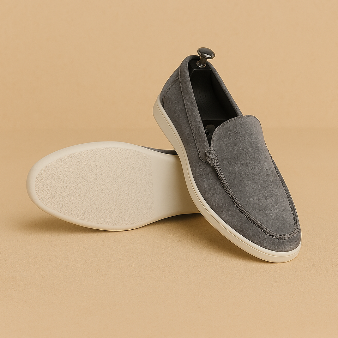 Men's Suede Loafers - Lightweight Moccasin Slip-On Shoes in Brown for Smart Casual Wear