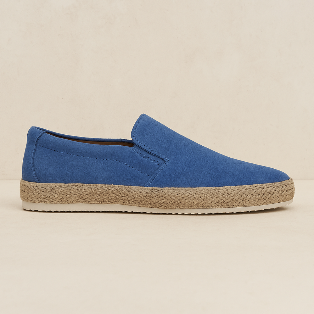 Men's Suede Loafers - Lightweight Slip-On Espadrilles with Jute Sole for Summer Style