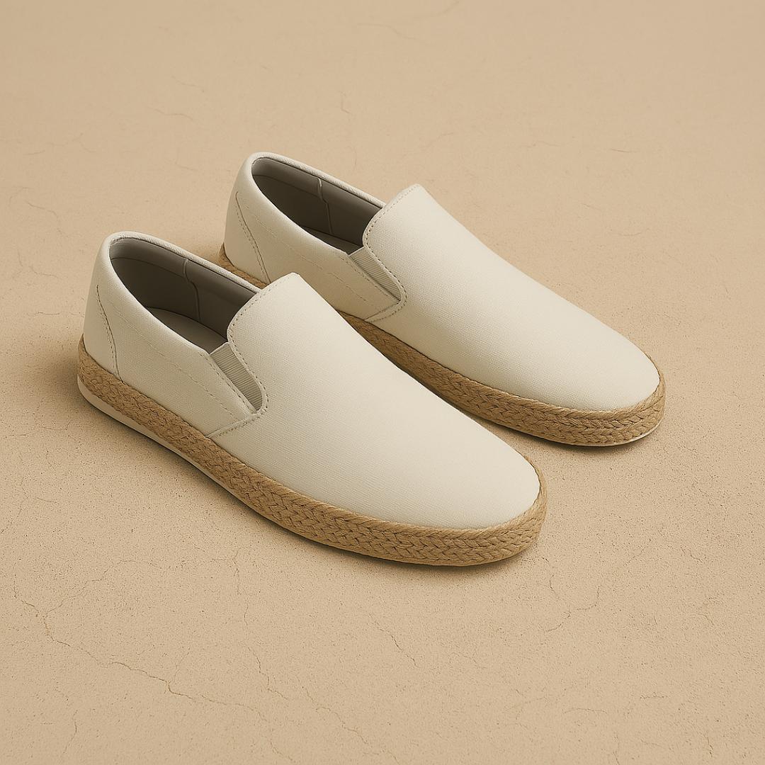 Men's Suede Loafers - Lightweight Slip-On Espadrilles with Jute Sole for Summer Style