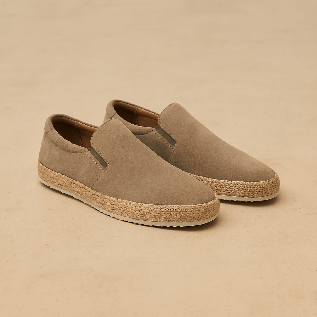 Men's Suede Loafers - Lightweight Slip-On Espadrilles with Jute Sole for Summer Style