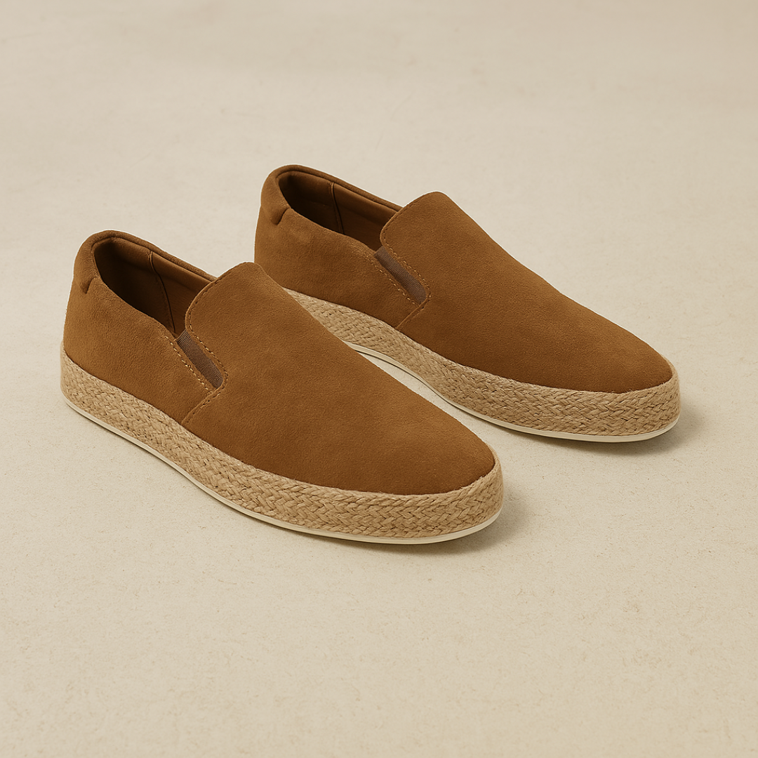 Men's Suede Loafers - Lightweight Slip-On Espadrilles with Jute Sole for Summer Style