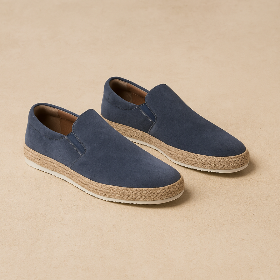 Men's Suede Loafers - Lightweight Slip-On Espadrilles with Jute Sole for Summer Style