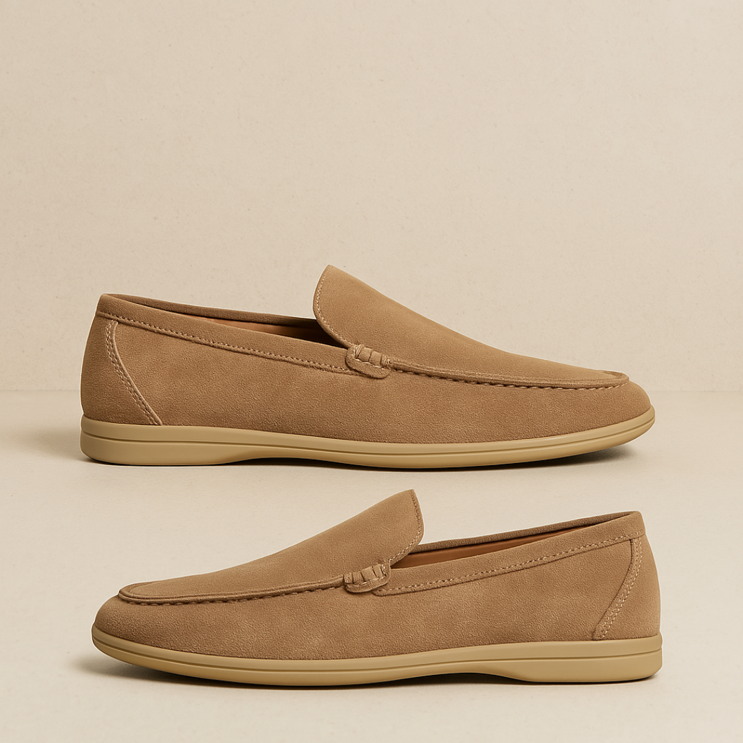 Men's Suede Loafers – Brown Slip-On Shoes with Rubber Sole for Comfort and Style