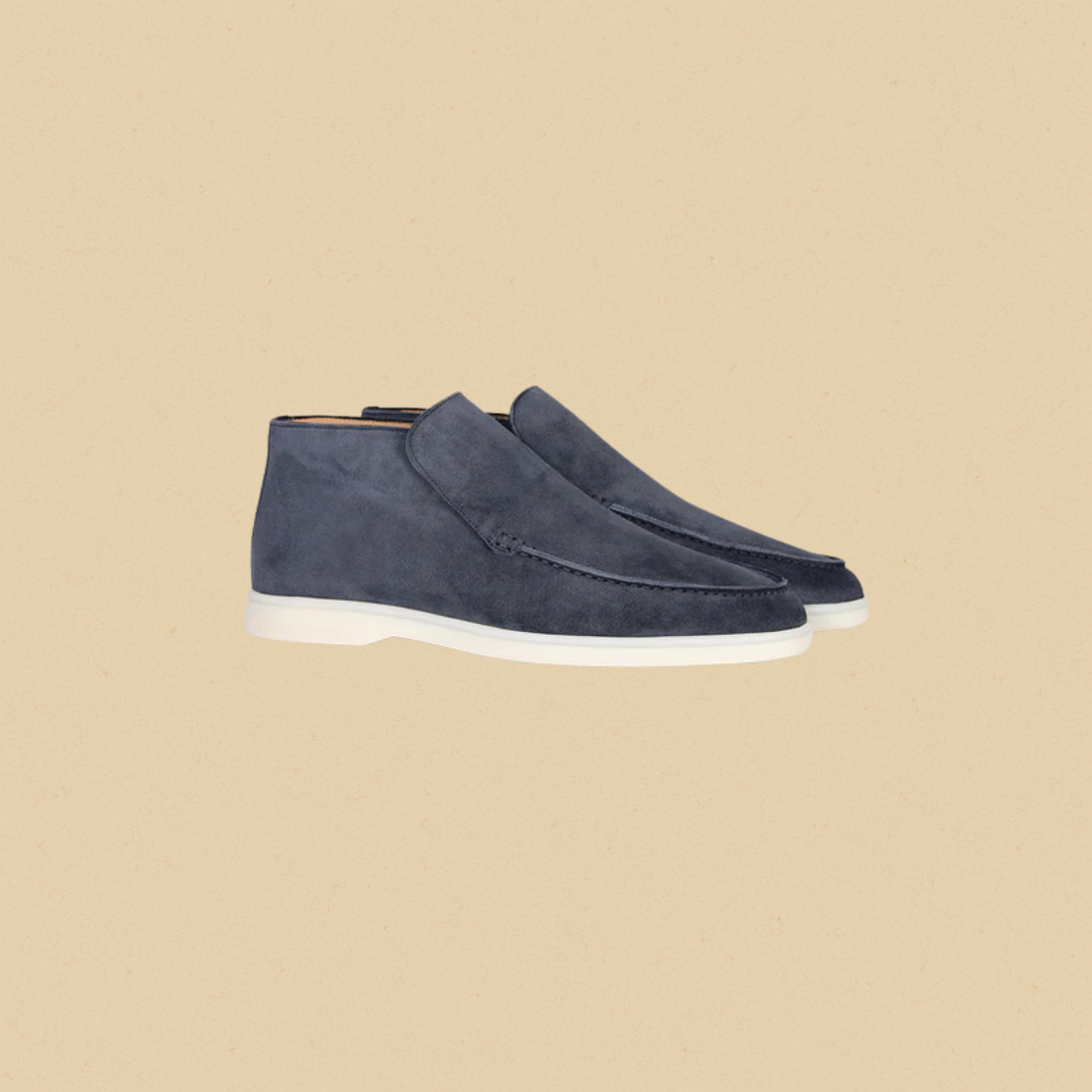 Men's Suede Loafers, Elegant Half-Height Slip-On Brown Loafer Shoes with Rubber Sole and Fully Lined Interior