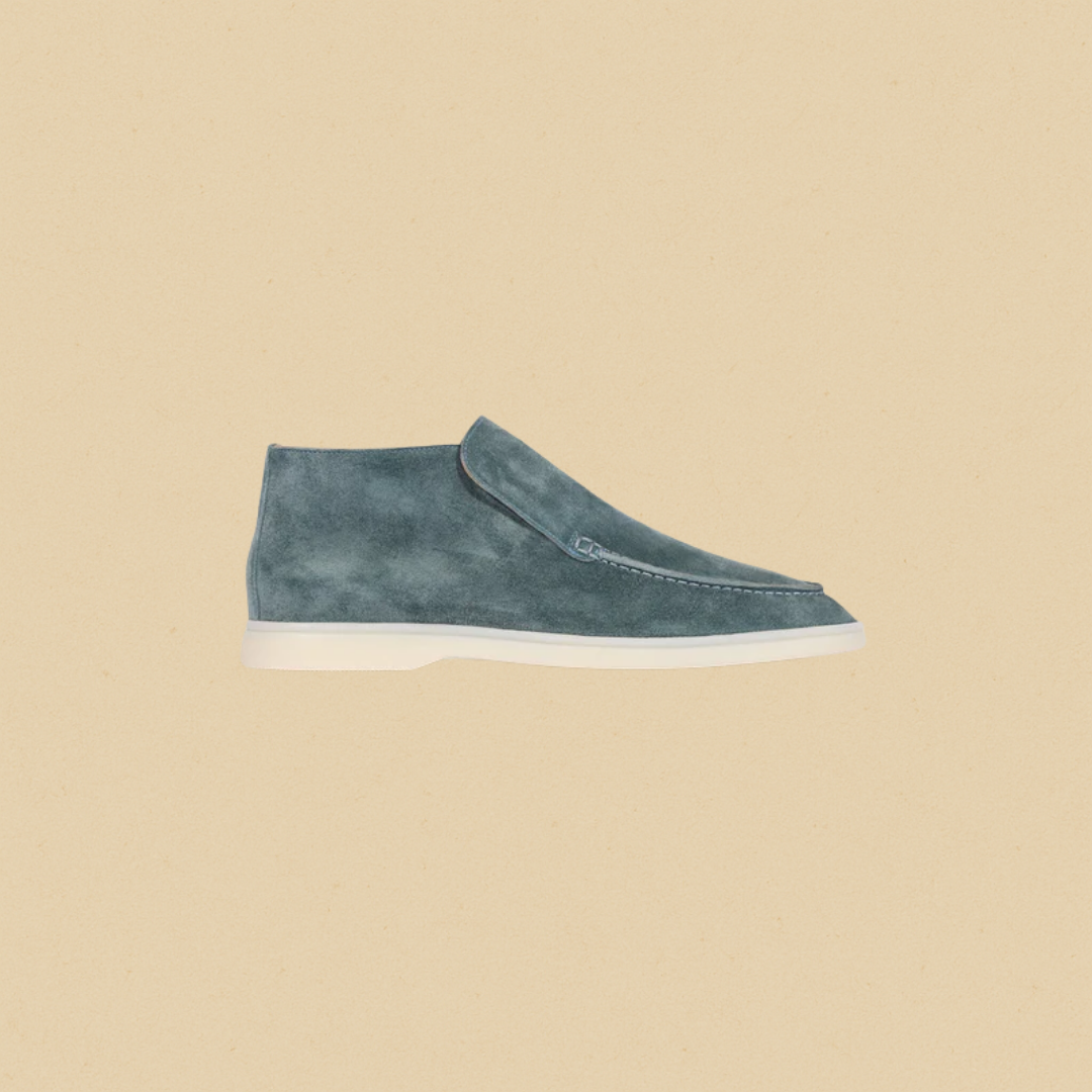 Men's Suede Loafers, Elegant Half-Height Slip-On Brown Loafer Shoes with Rubber Sole and Fully Lined Interior