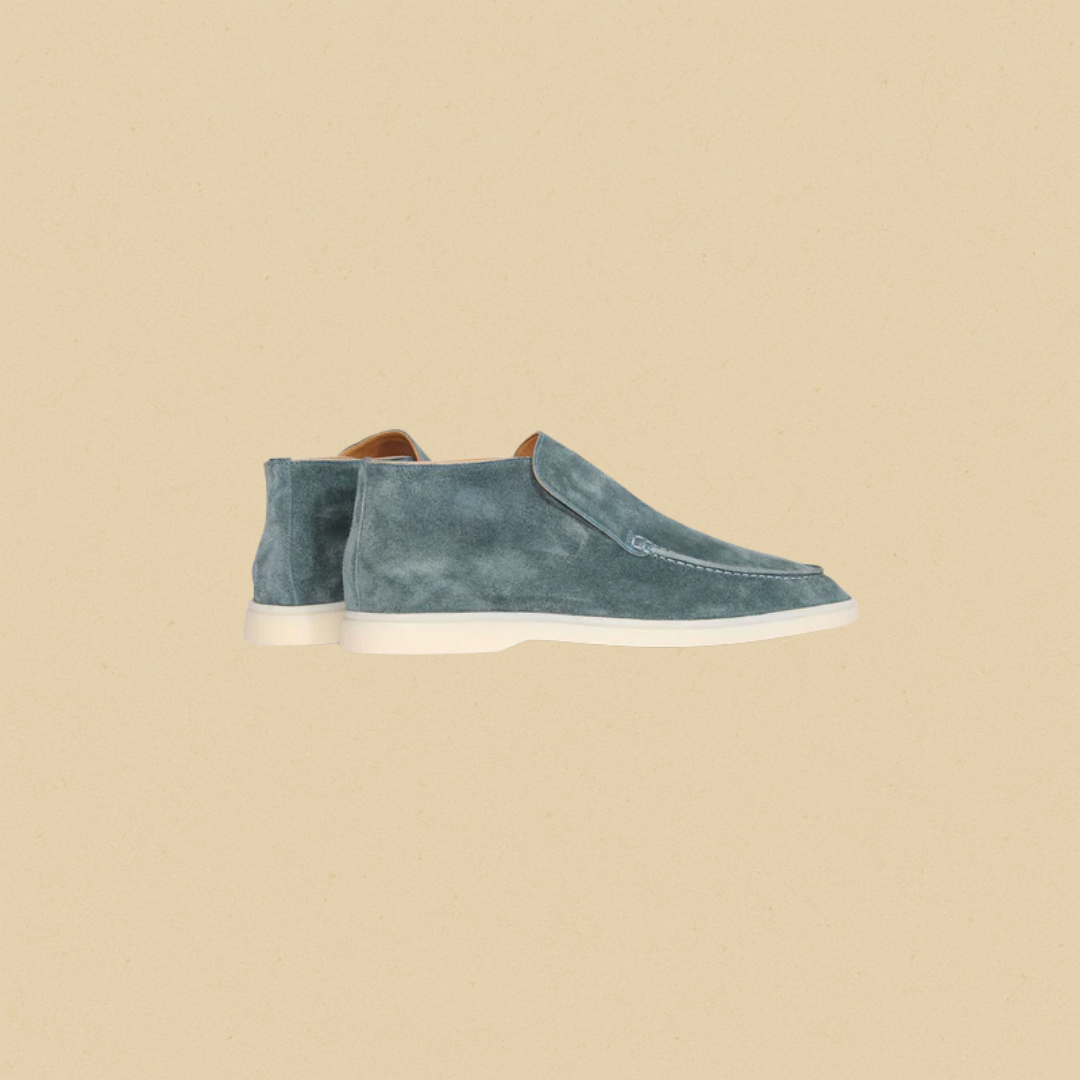 Men's Suede Loafers, Elegant Half-Height Slip-On Brown Loafer Shoes with Rubber Sole and Fully Lined Interior