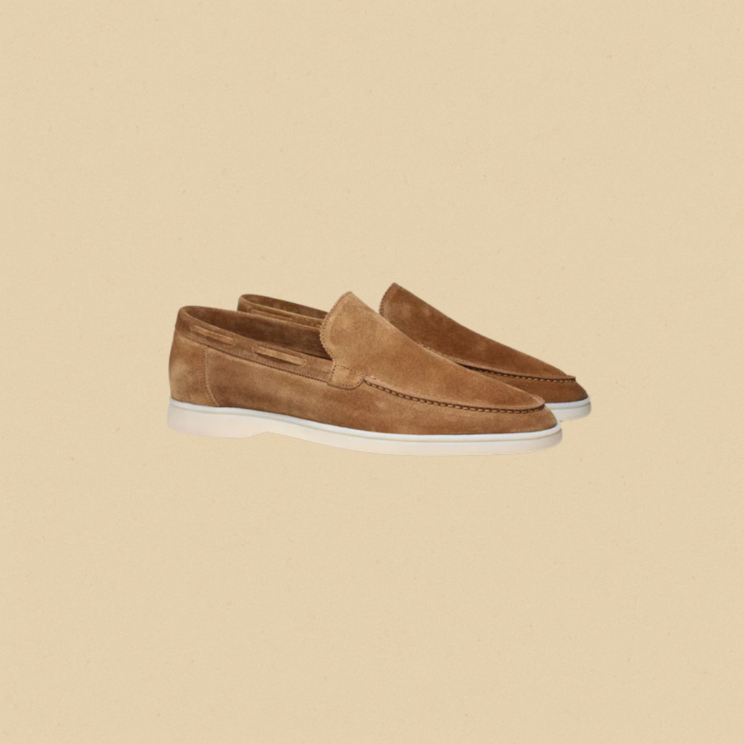 Men's Suede Loafers with Lightweight Rubber Sole – Stylish Slip-On Brown Loafer Shoes for Comfort and Style