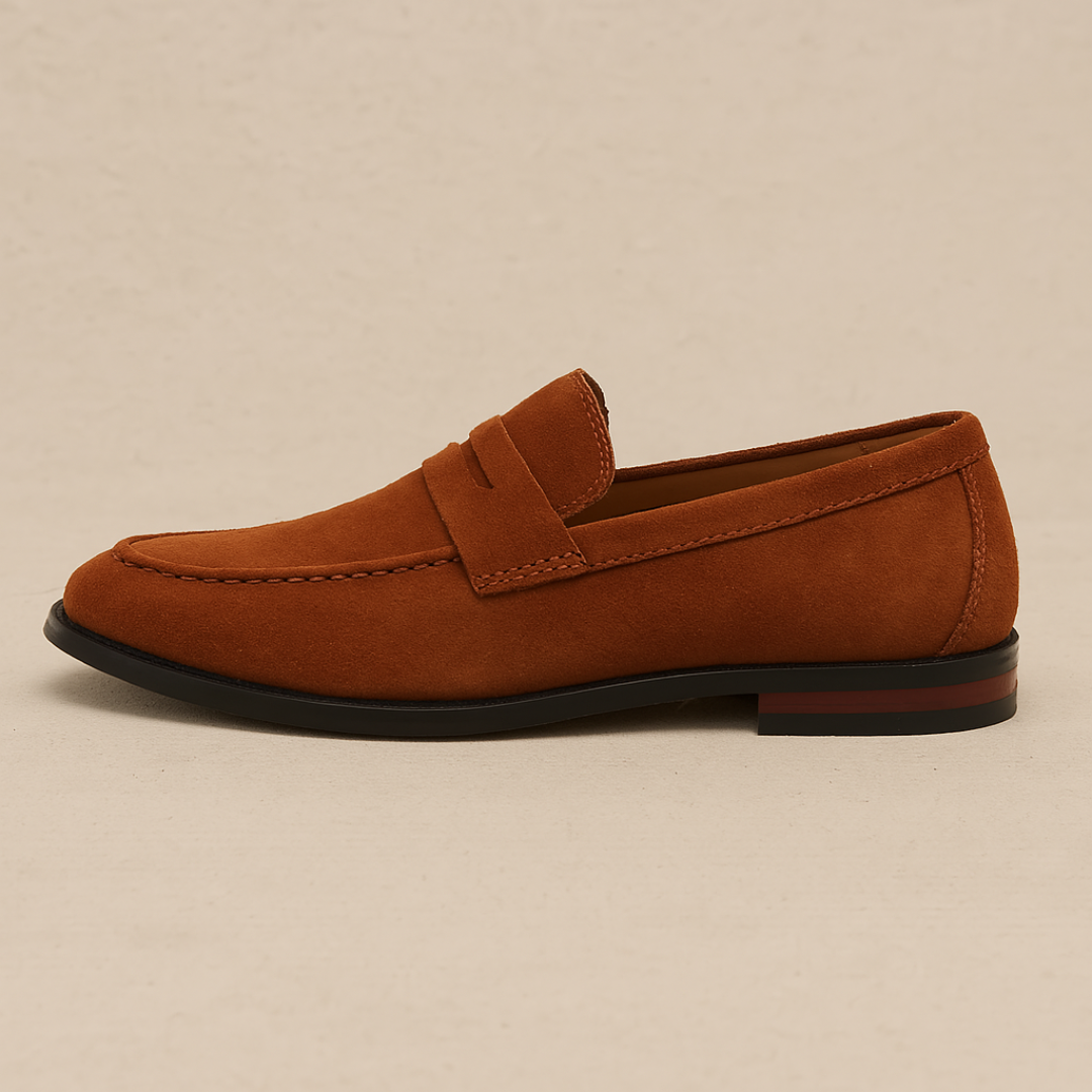Men's Suede Penny Loafers – Classic Style with Rounded Toe for Formal and Smart Casual Wear
