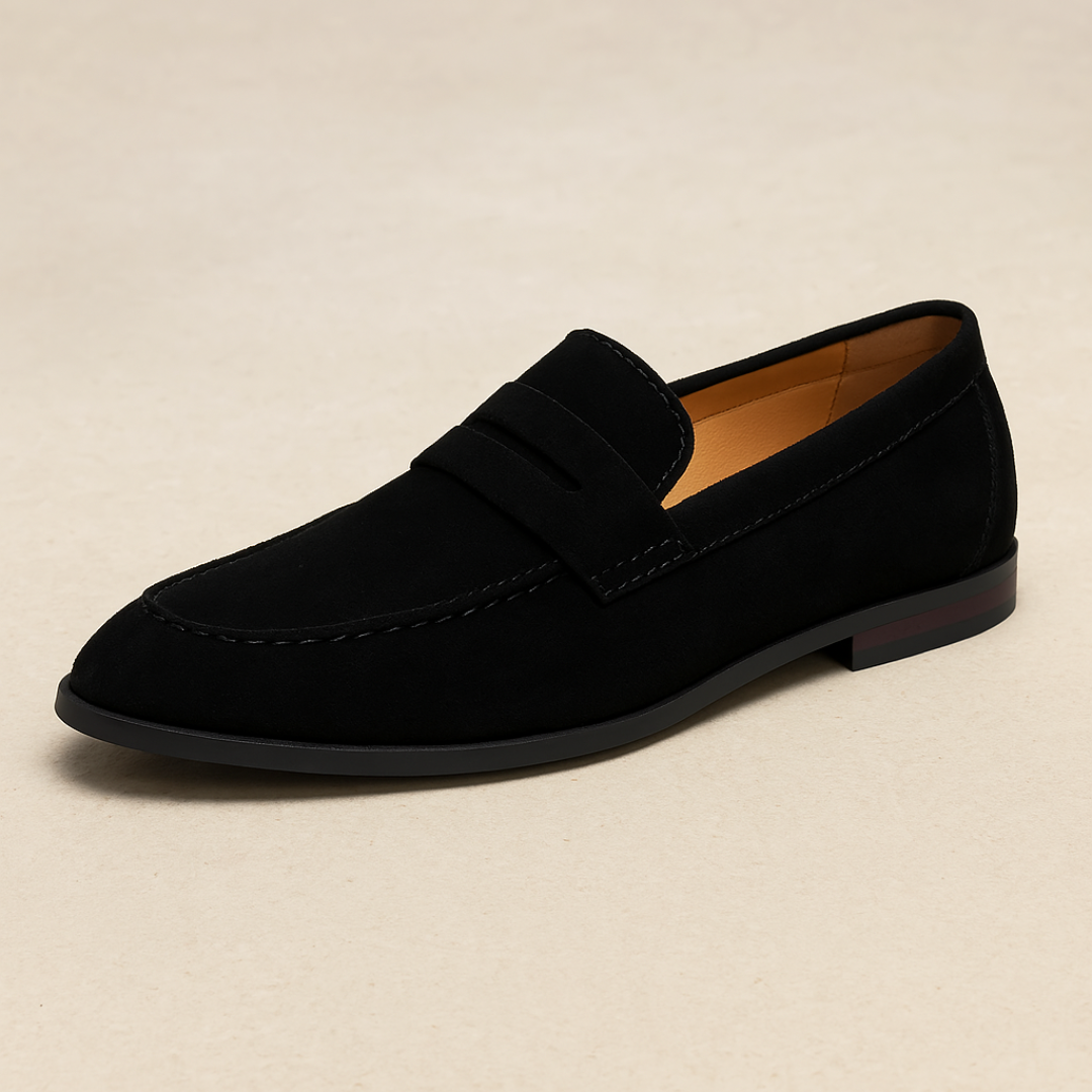 Men's Suede Penny Loafers – Classic Style with Rounded Toe for Formal and Smart Casual Wear