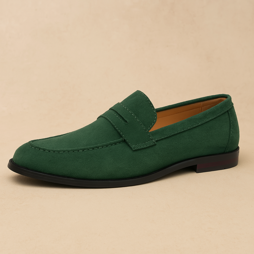 Men's Suede Penny Loafers – Classic Style with Rounded Toe for Formal and Smart Casual Wear