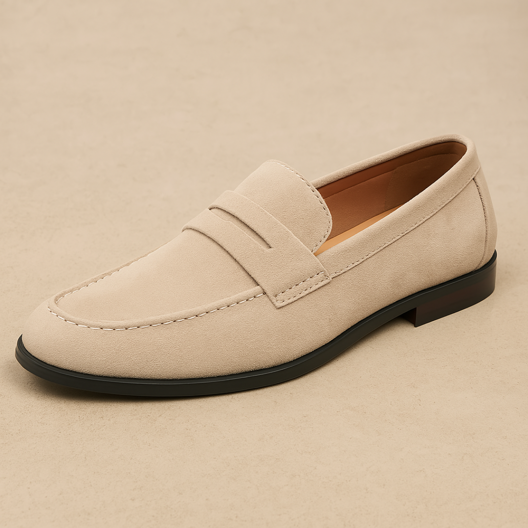 Men's Suede Penny Loafers – Classic Style with Rounded Toe for Formal and Smart Casual Wear