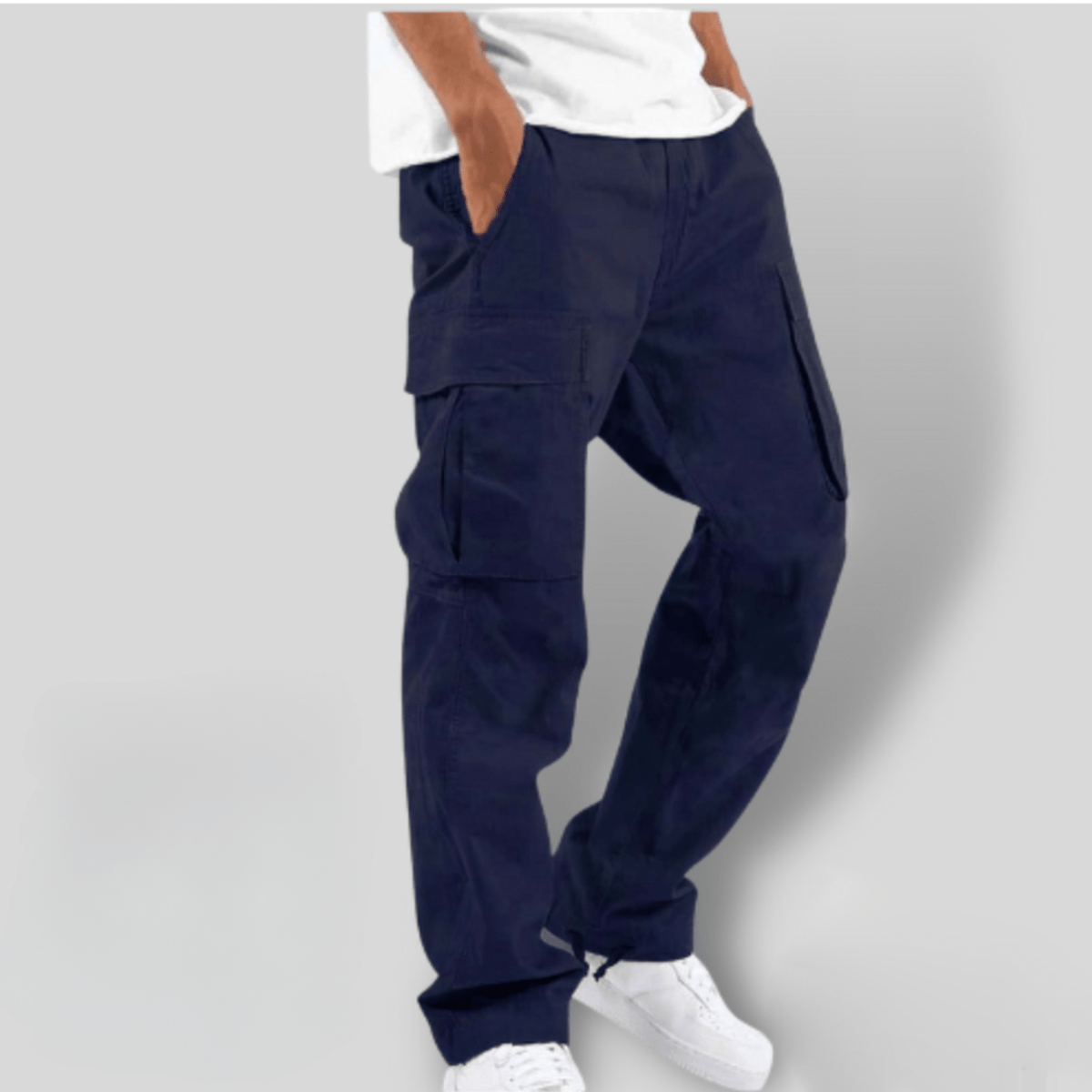 Men's Elastic Waist Cargo Pants With Multiple Pockets