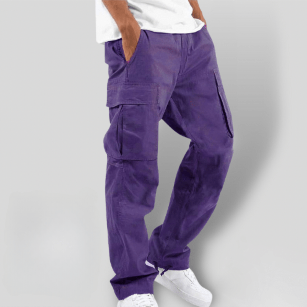 Men's Elastic Waist Cargo Pants With Multiple Pockets
