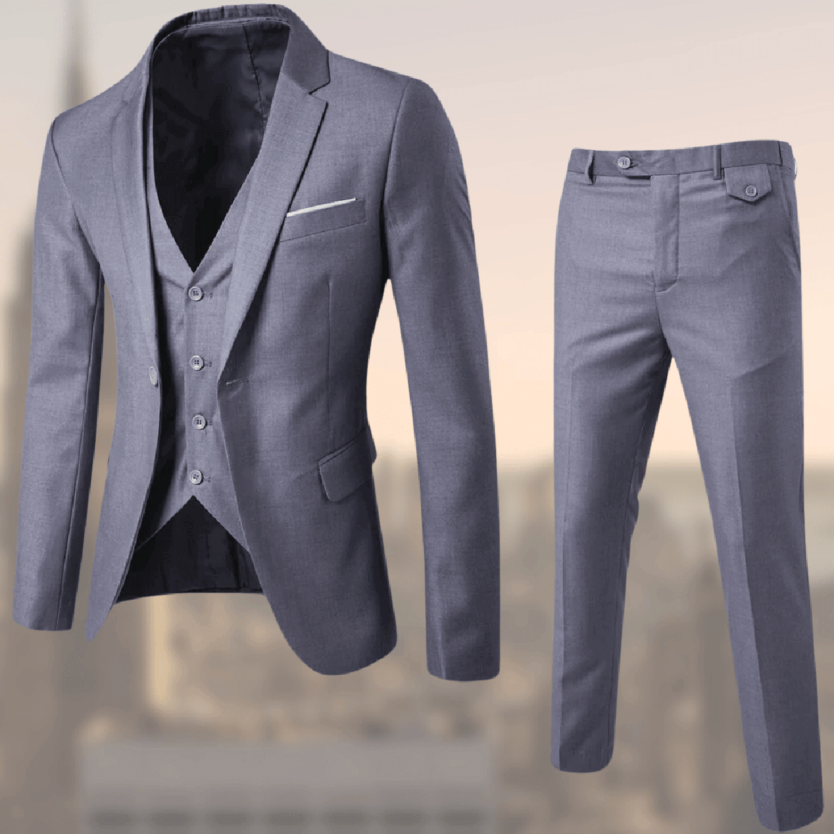 Men's Slim-fit Three-piece Suit Set