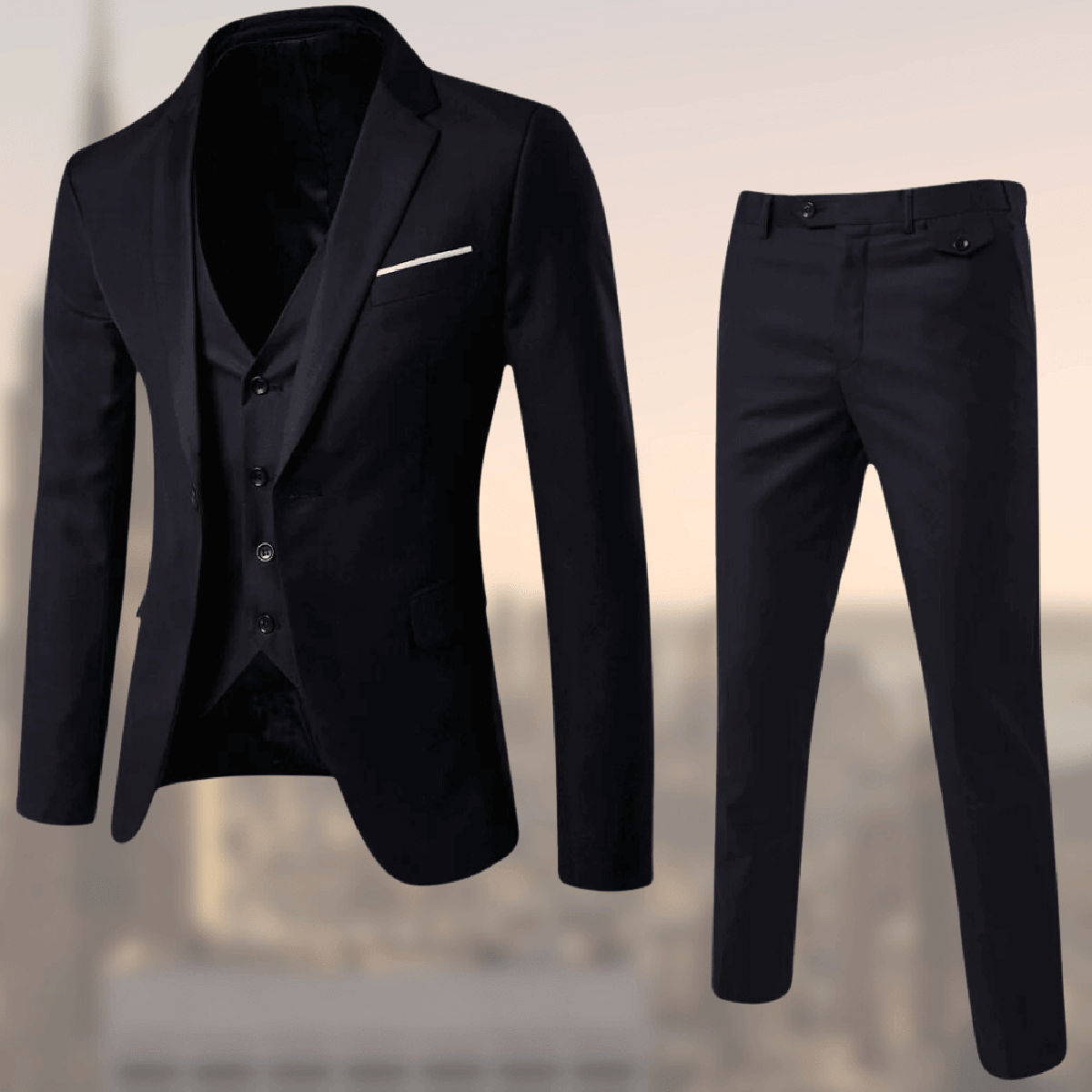 Men's Slim-fit Three-piece Suit Set