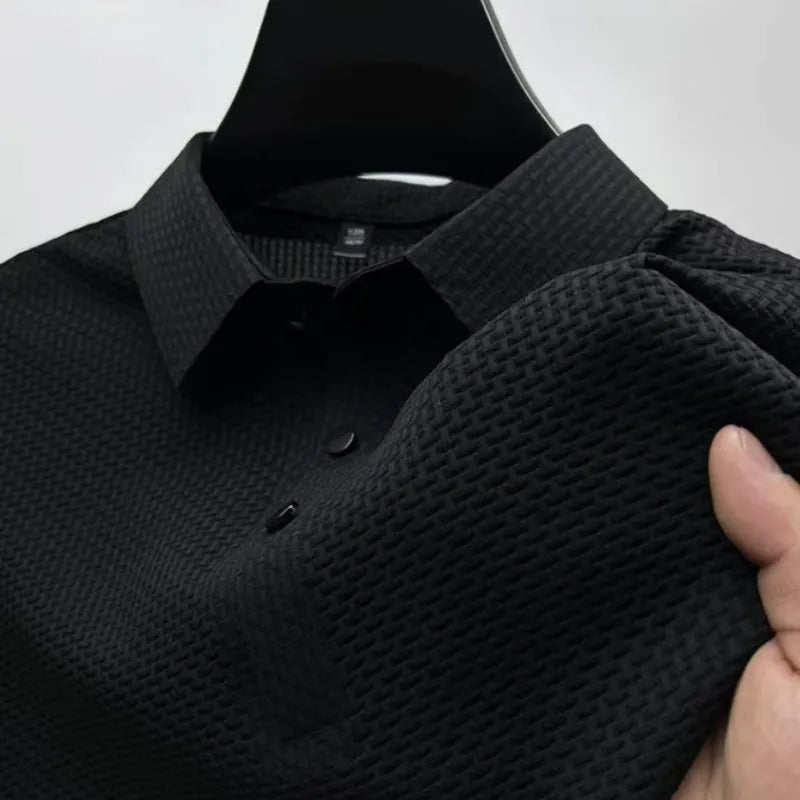 Men's Golf Polo Shirt With Short Sleeves And Textured Fabric