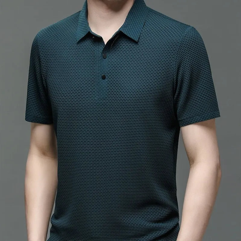 Men's Golf Polo Shirt With Short Sleeves And Textured Fabric