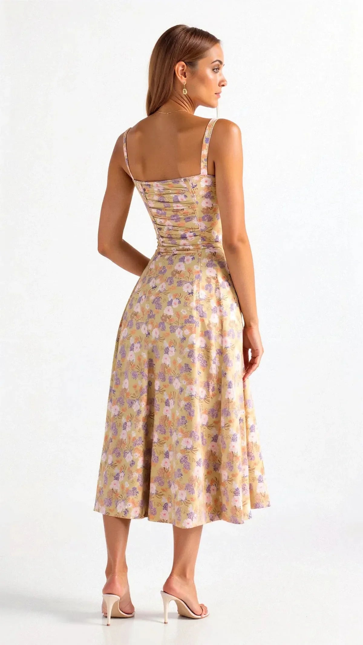 Women's Corset Bustier Midi Dress With Spaghetti Straps