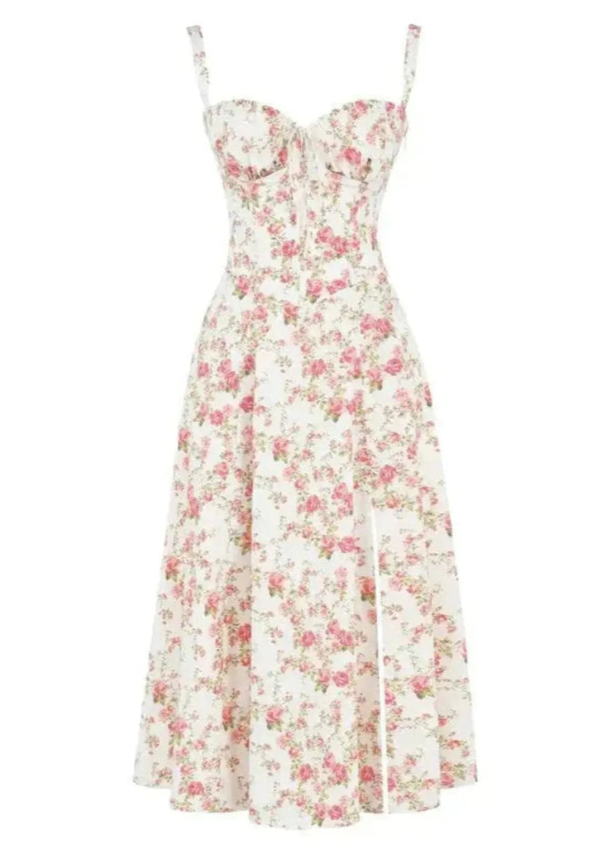 Women's Corset Bustier Midi Dress With Spaghetti Straps