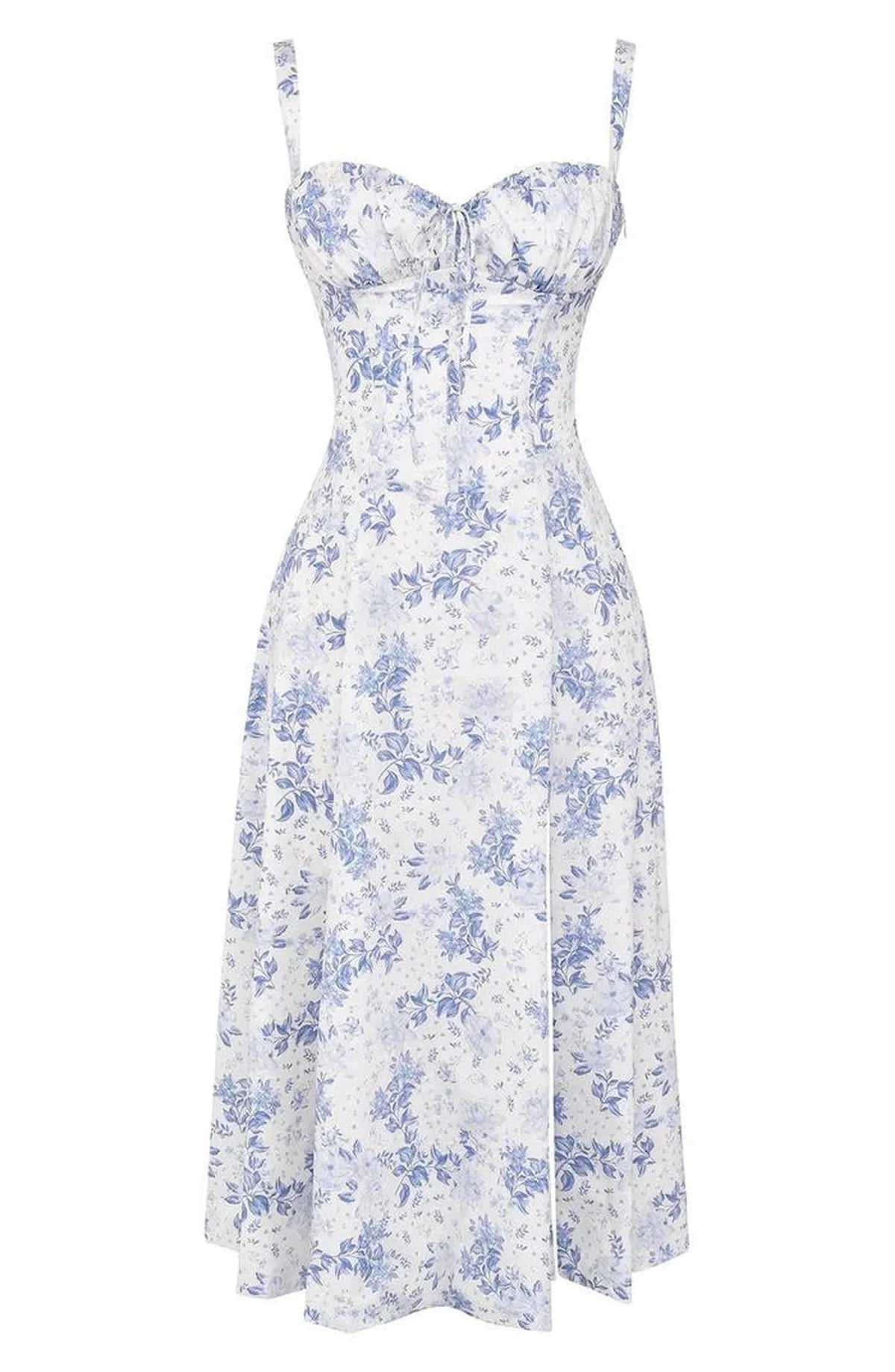 Women's Corset Bustier Midi Dress With Spaghetti Straps