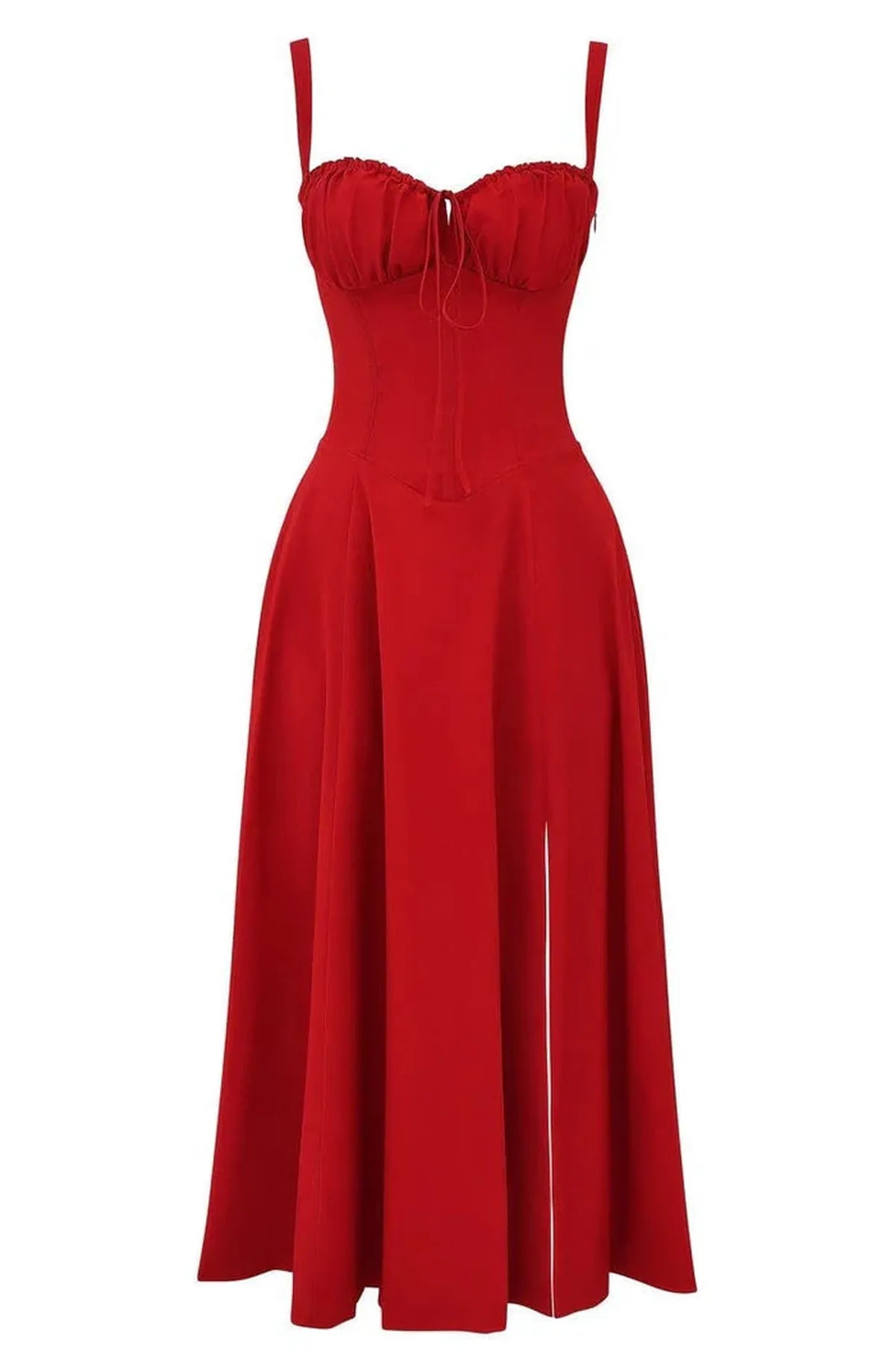 Women's Corset Bustier Midi Dress With Spaghetti Straps