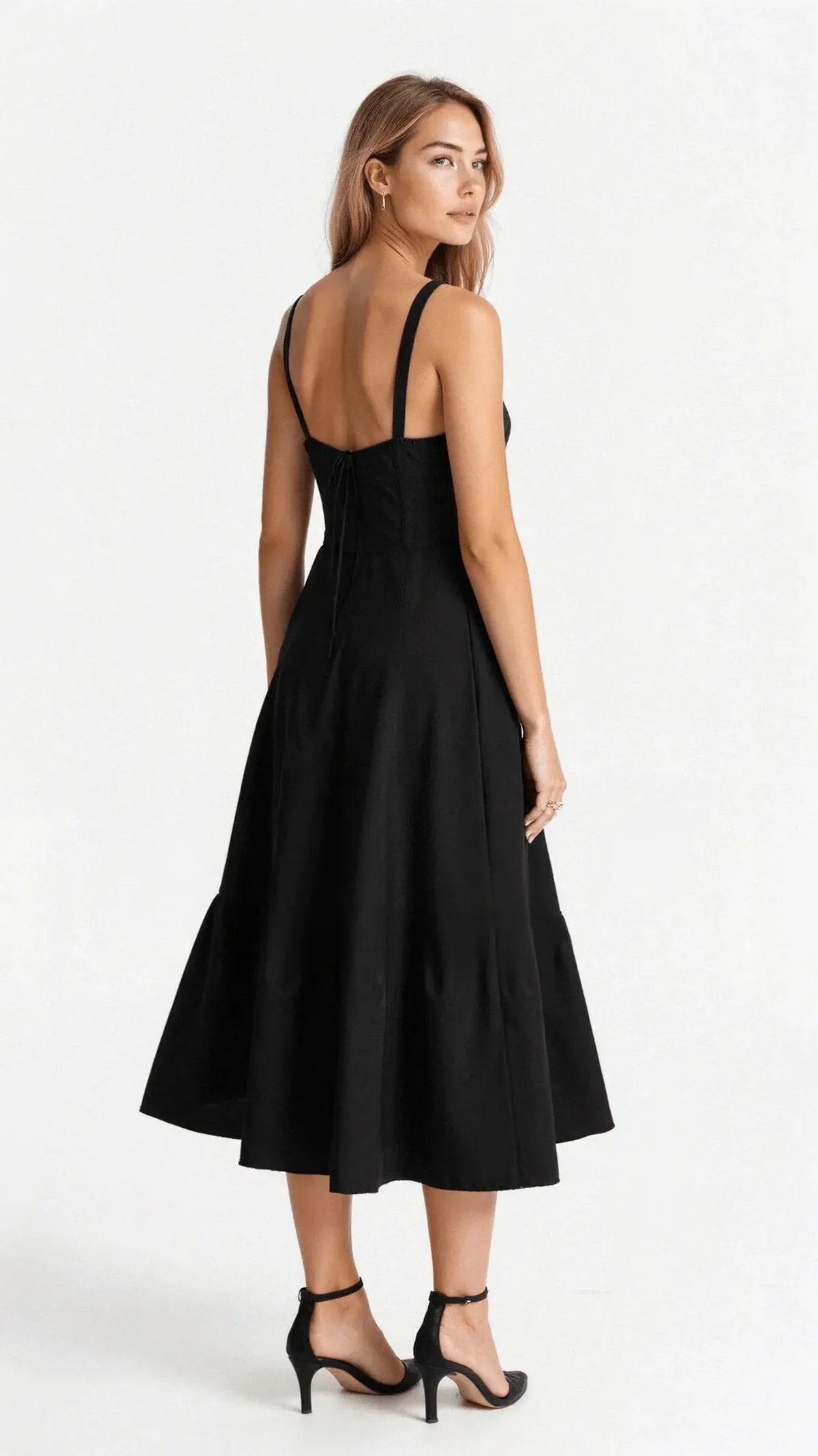 Women's Corset Bustier Midi Dress With Spaghetti Straps