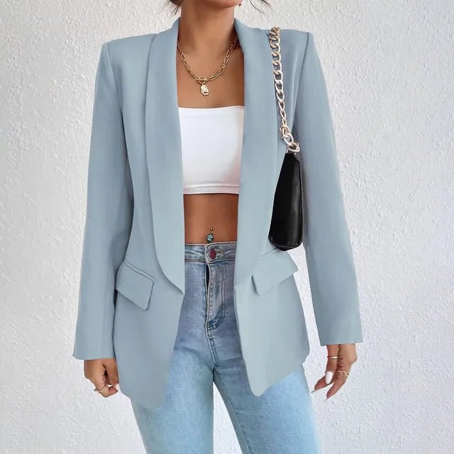 Women's Classic Long Sleeve Blazer With Pocket Flap Detail