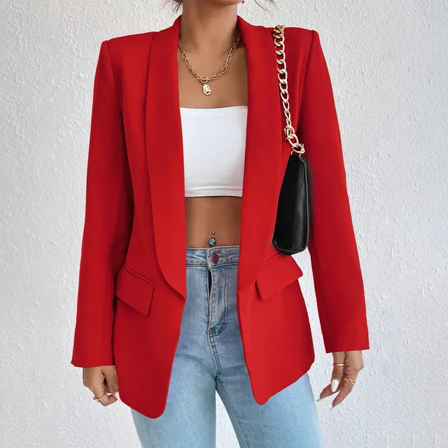 Women's Classic Long Sleeve Blazer With Pocket Flap Detail