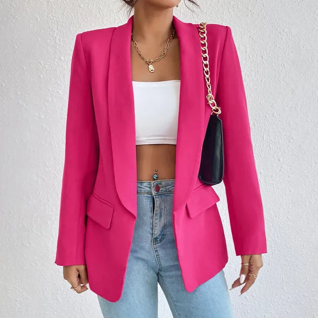 Women's Classic Long Sleeve Blazer With Pocket Flap Detail