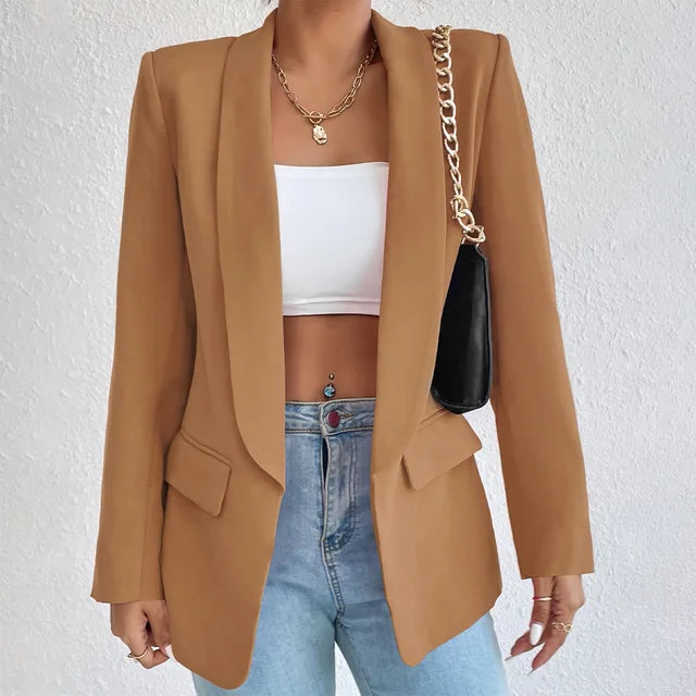 Women's Classic Long Sleeve Blazer With Pocket Flap Detail