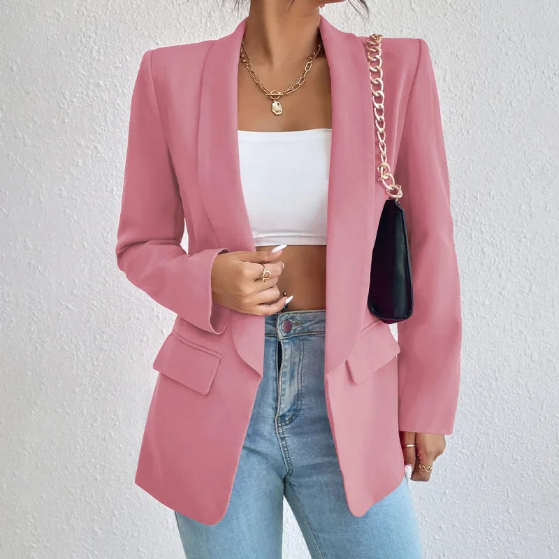 Women's Classic Long Sleeve Blazer With Pocket Flap Detail