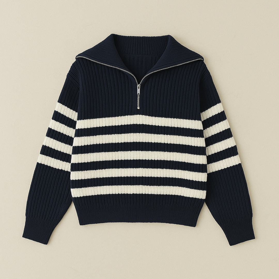 Old Money Ribbed Half-Zip Sweater for Men