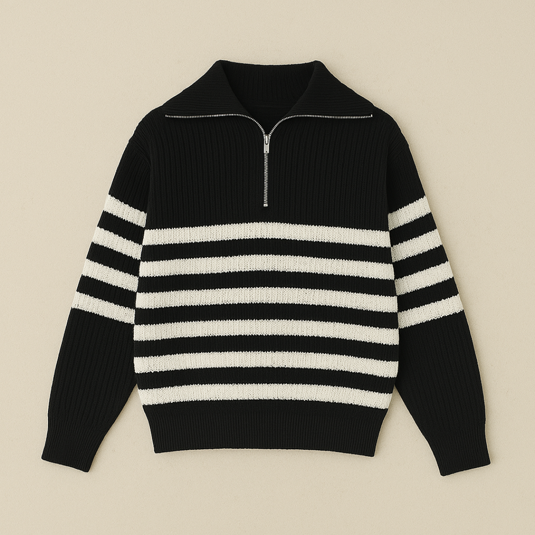 Old Money Ribbed Half-Zip Sweater for Men