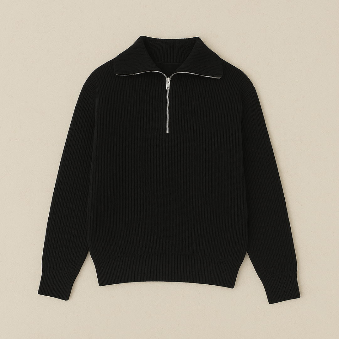Old Money Ribbed Half-Zip Sweater for Men
