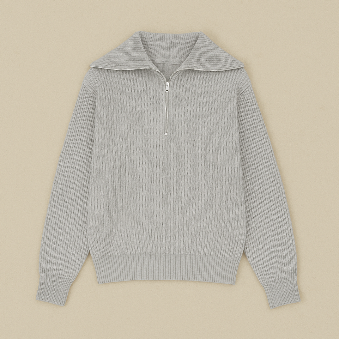 Old Money Ribbed Half-Zip Sweater for Men