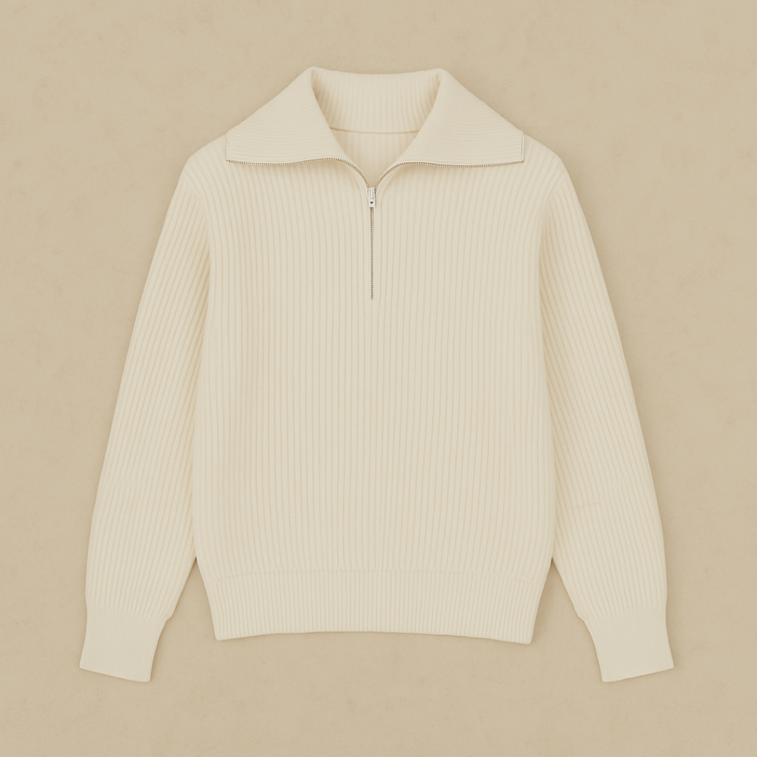 Old Money Ribbed Half-Zip Sweater for Men