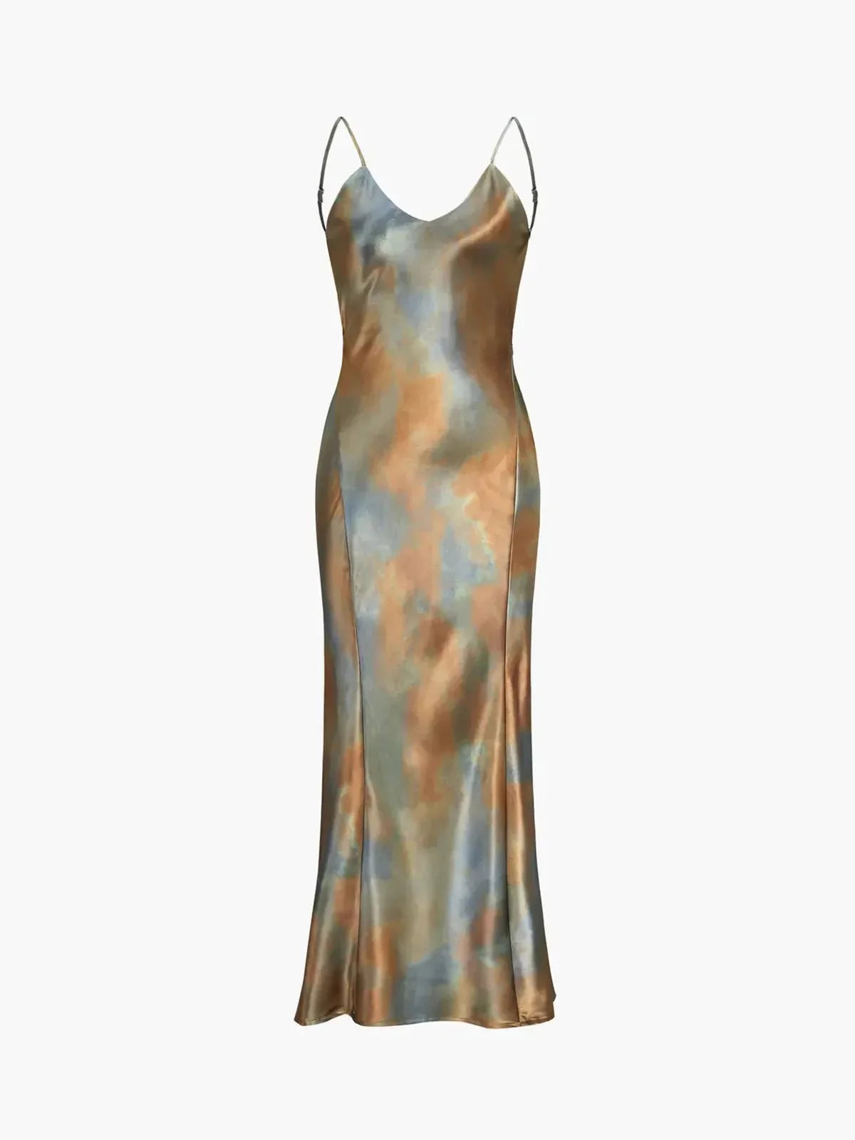 Women's Satin Open Back Maxi Dress With Spaghetti Straps