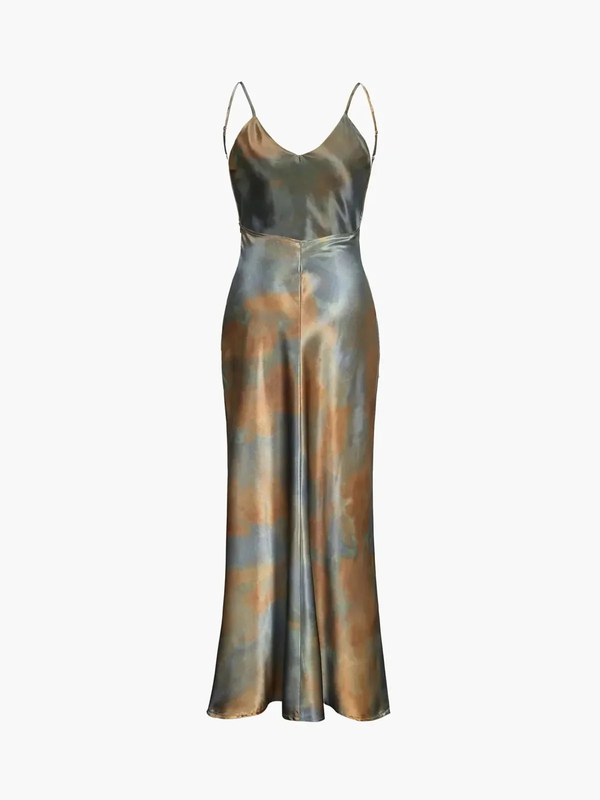 Women's Satin Open Back Maxi Dress With Spaghetti Straps