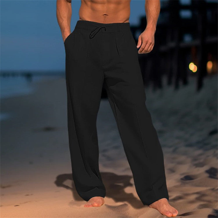 Men's Relaxed Fit Trousers With Drawstring Waist